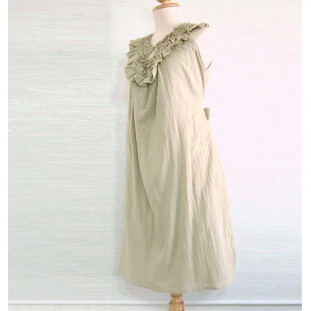 Ruffle neck cotton dress